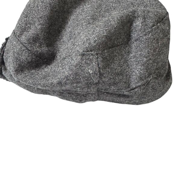 Gray Womens Cap Hat Bow Y2K VTG Wool Cadet Military Sparkle Black Crystals - Picture 4 of 6
